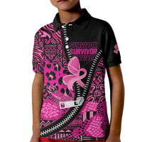 Pink Ribbon Animals Skin African Mixed Kid Polo Shirt Zipper Stylized - Wonder Print Shop