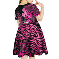 Pink Ribbon Animals Skin African Mixed Kid Short Sleeve Dress Zipper Stylized - Wonder Print Shop