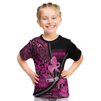 Pink Ribbon Animals Skin African Mixed Kid T Shirt Zipper Stylized - Wonder Print Shop