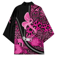 Pink Ribbon Animals Skin African Mixed Kimono Zipper Stylized - Wonder Print Shop