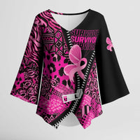 Pink Ribbon Animals Skin African Mixed Kimono Sleeve Blouse Zipper Stylized - Wonder Print Shop