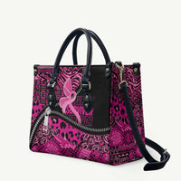 Pink Ribbon Animals Skin African Mixed Leather Bag Zipper Stylized - Wonder Print Shop
