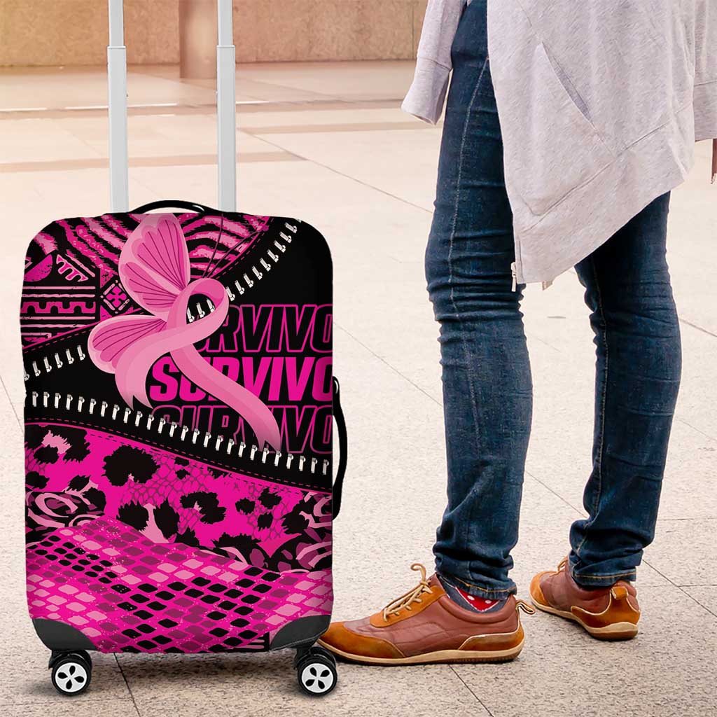 Pink Ribbon Animals Skin African Mixed Luggage Cover Zipper Stylized - Wonder Print Shop