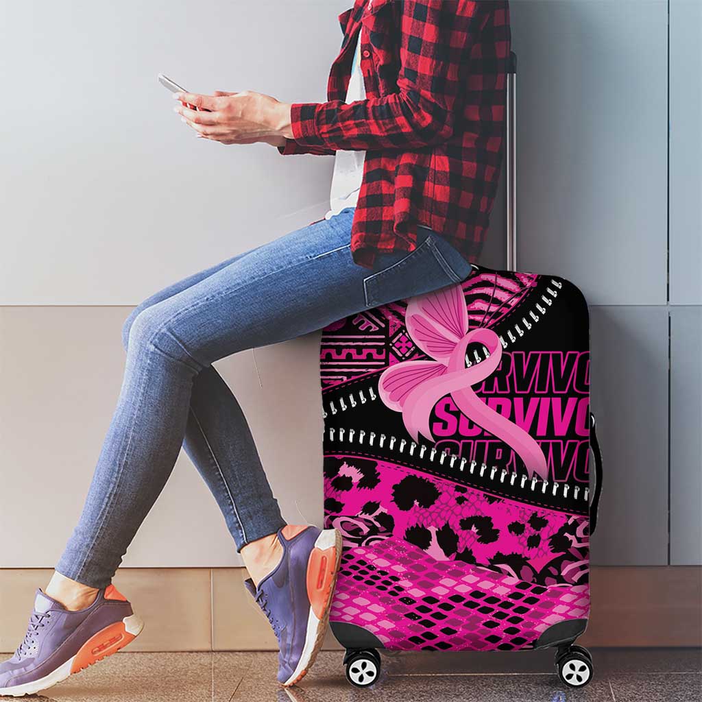 Pink Ribbon Animals Skin African Mixed Luggage Cover Zipper Stylized - Wonder Print Shop