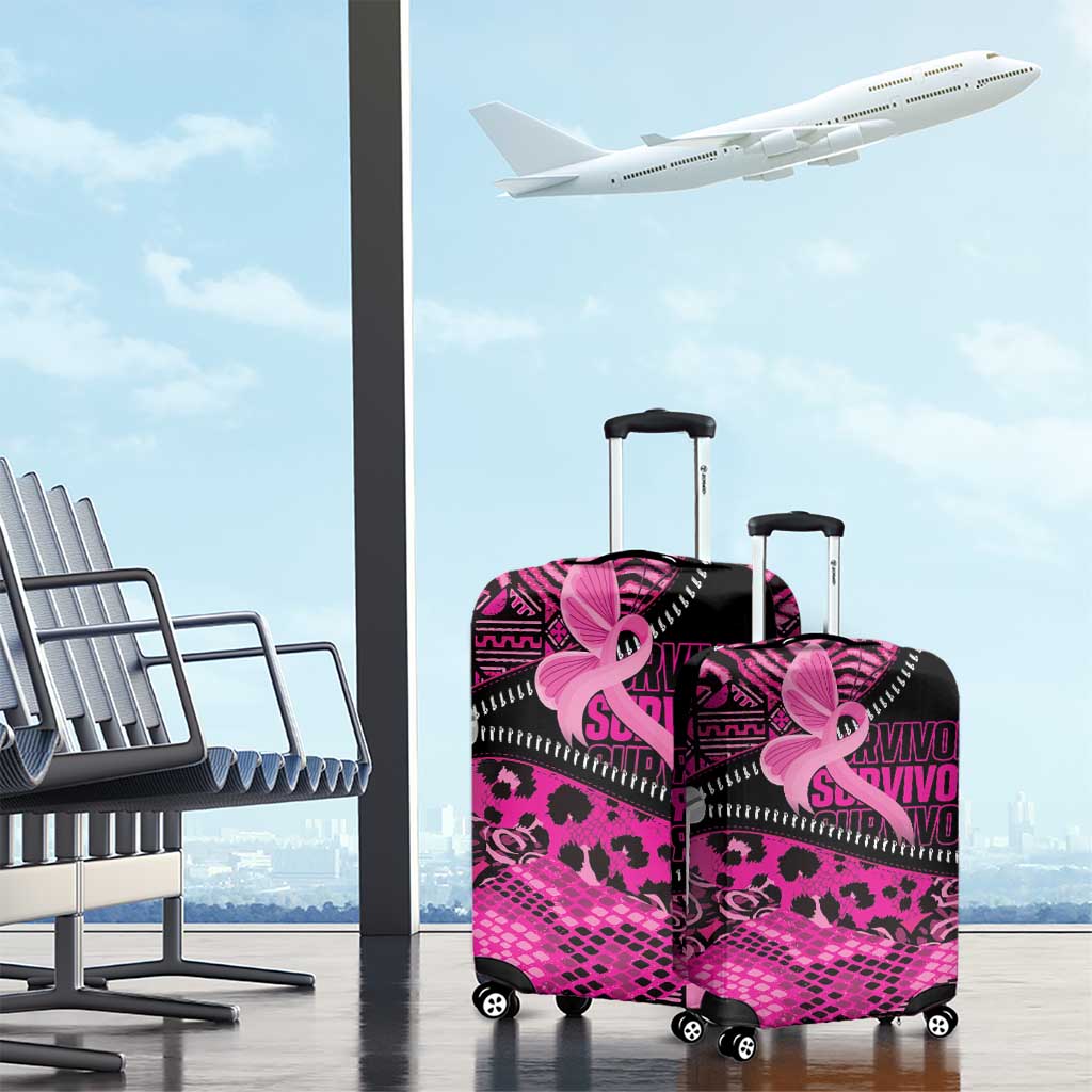 Pink Ribbon Animals Skin African Mixed Luggage Cover Zipper Stylized - Wonder Print Shop