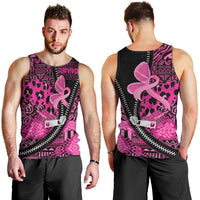 Pink Ribbon Animals Skin African Mixed Men Tank Top Zipper Stylized - Wonder Print Shop