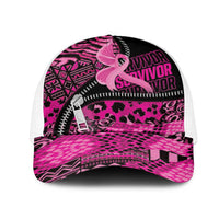 Pink Ribbon Animals Skin African Mixed Mesh Trucker Cap Zipper Stylized - Wonder Print Shop