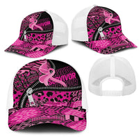 Pink Ribbon Animals Skin African Mixed Mesh Trucker Cap Zipper Stylized - Wonder Print Shop