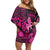 Pink Ribbon Animals Skin African Mixed Off Shoulder Short Dress Zipper Stylized - Wonder Print Shop