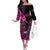 Pink Ribbon Animals Skin African Mixed Off The Shoulder Long Sleeve Dress Zipper Stylized - Wonder Print Shop