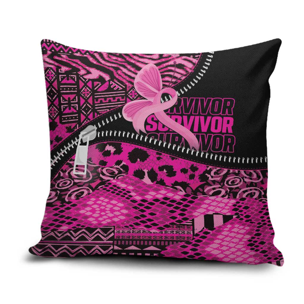 Pink Ribbon Animals Skin African Mixed Pillow Cover Zipper Stylized - Wonder Print Shop