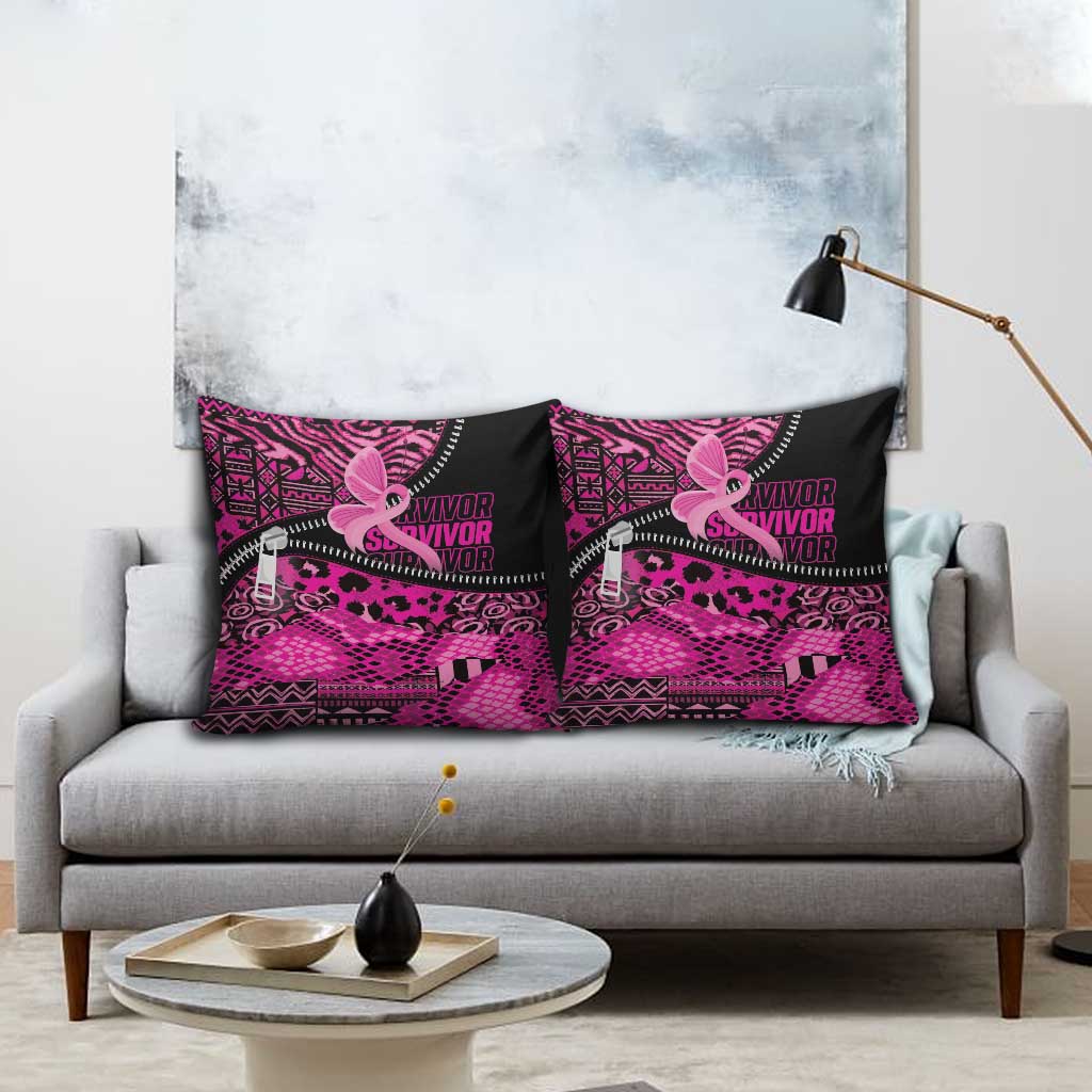 Pink Ribbon Animals Skin African Mixed Pillow Cover Zipper Stylized - Wonder Print Shop