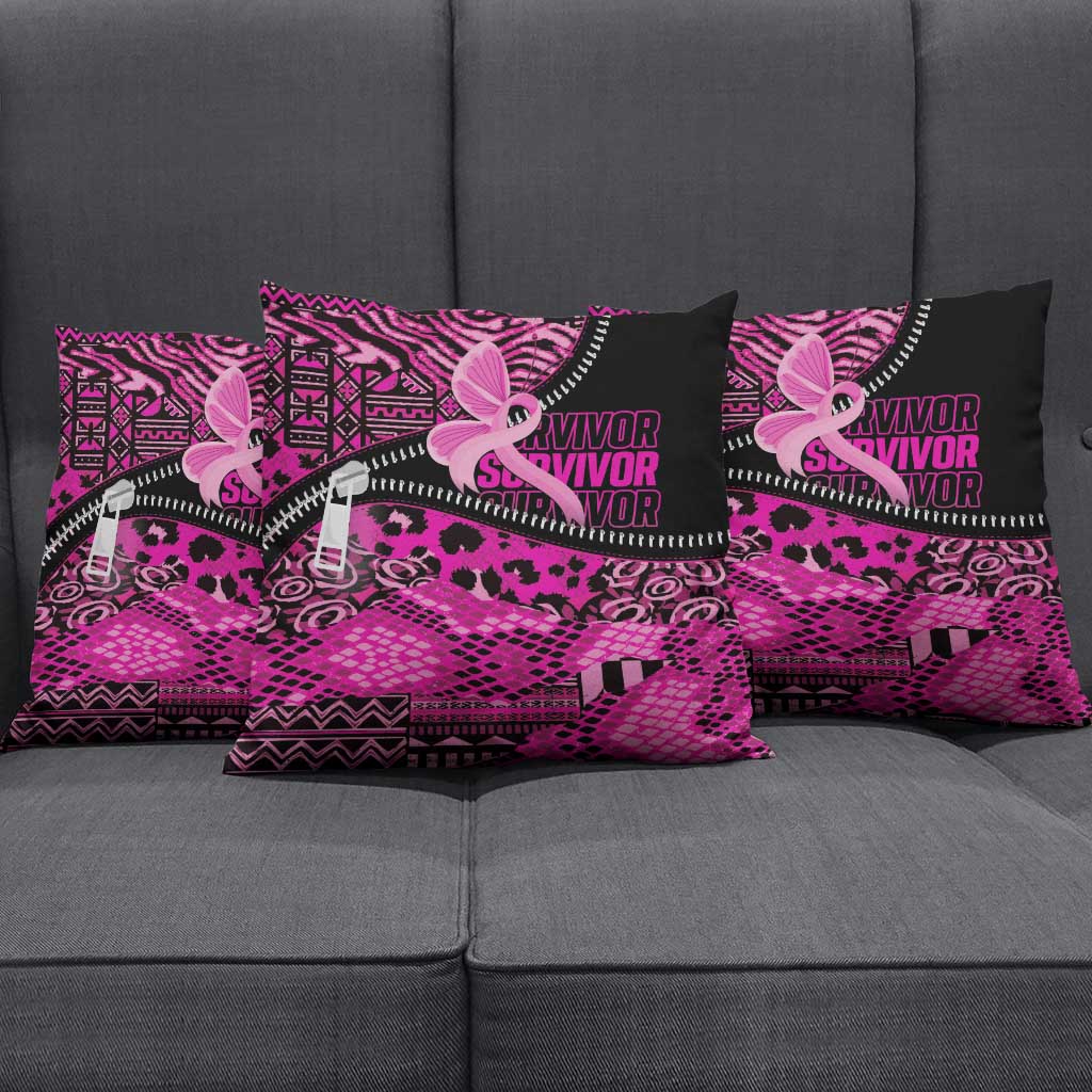 Pink Ribbon Animals Skin African Mixed Pillow Cover Zipper Stylized - Wonder Print Shop
