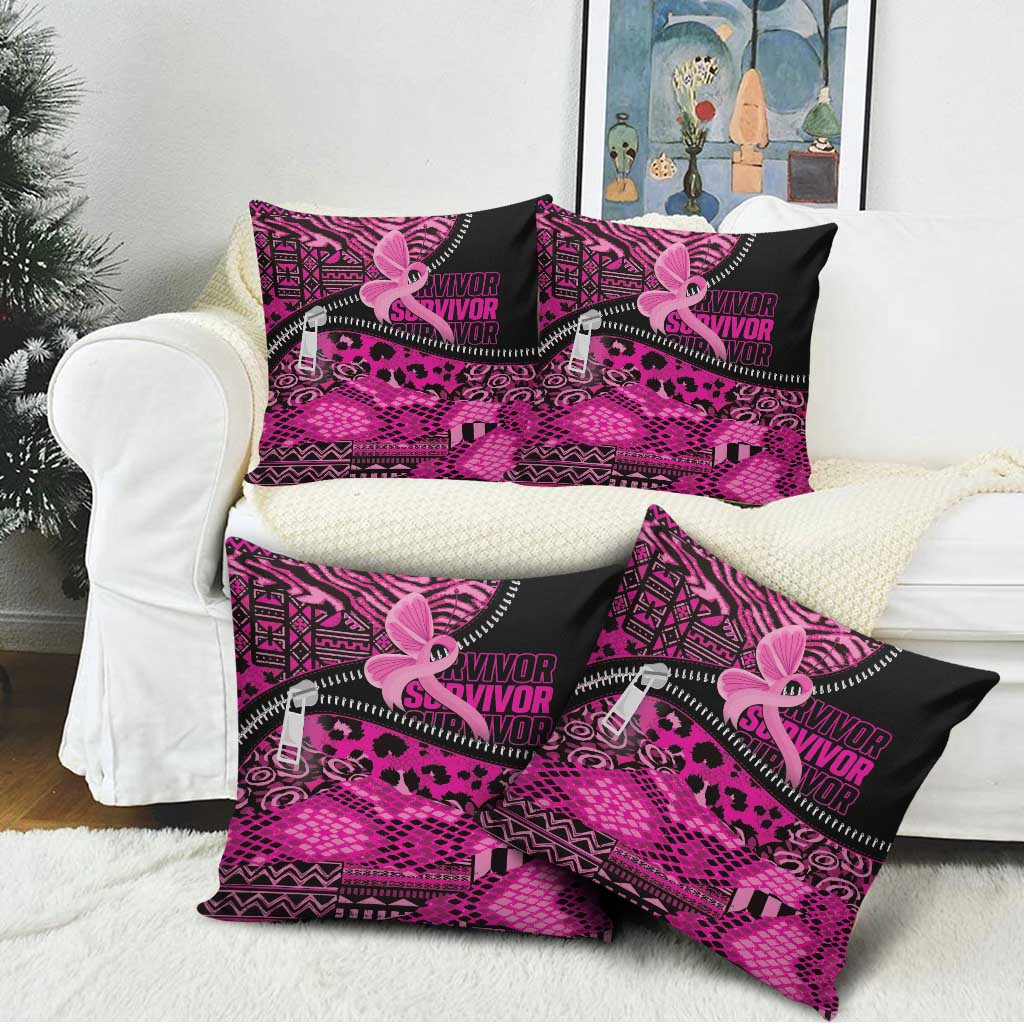 Pink Ribbon Animals Skin African Mixed Pillow Cover Zipper Stylized - Wonder Print Shop