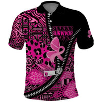 Pink Ribbon Animals Skin African Mixed Polo Shirt Zipper Stylized - Wonder Print Shop