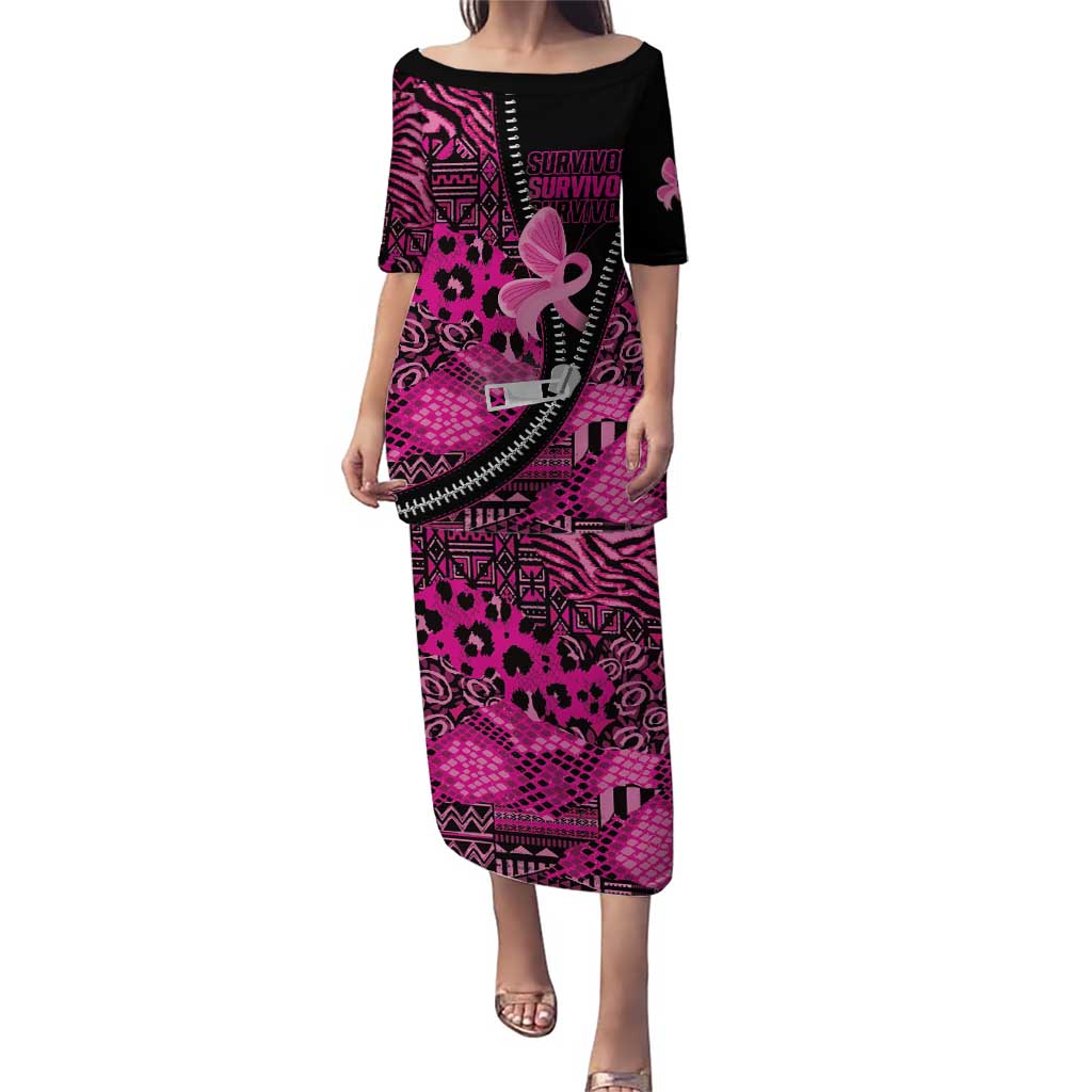 Pink Ribbon Animals Skin African Mixed Puletasi Zipper Stylized - Wonder Print Shop