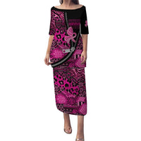 Pink Ribbon Animals Skin African Mixed Puletasi Zipper Stylized - Wonder Print Shop