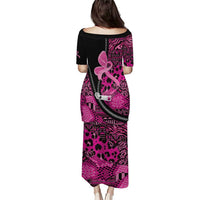 Pink Ribbon Animals Skin African Mixed Puletasi Zipper Stylized - Wonder Print Shop