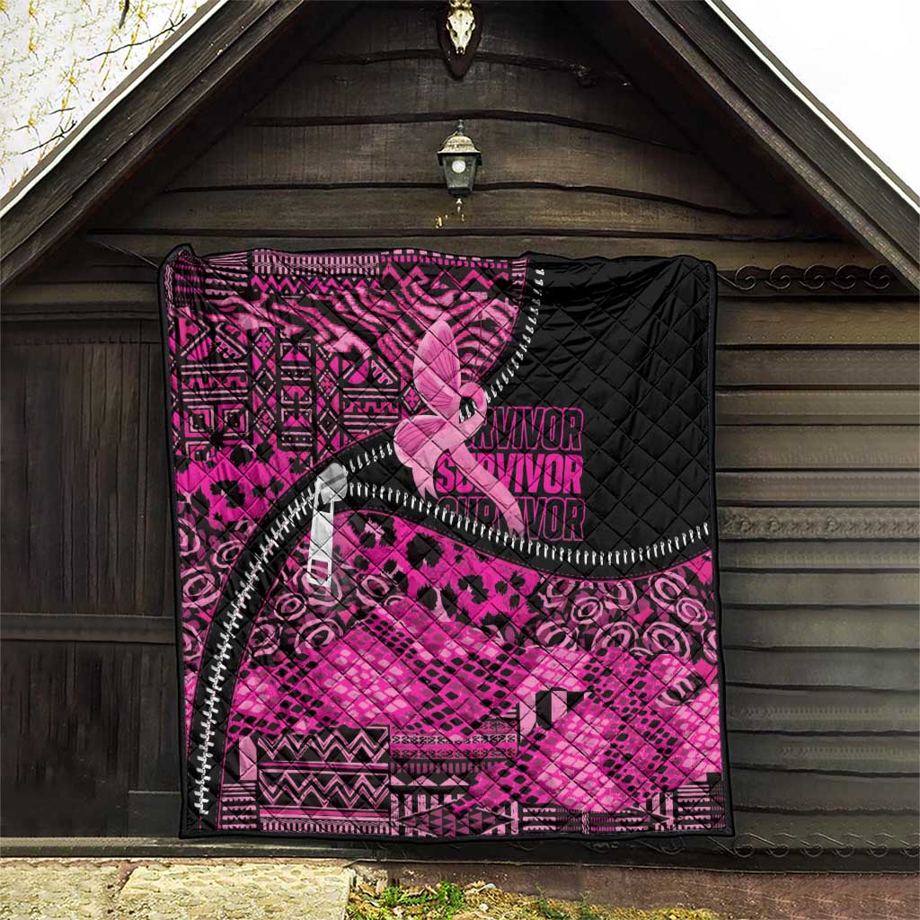 Pink Ribbon Animals Skin African Mixed Quilt Zipper Stylized - Wonder Print Shop