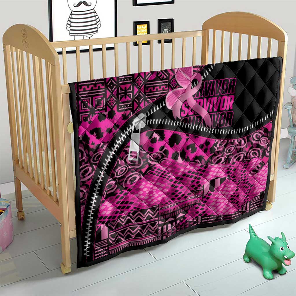 Pink Ribbon Animals Skin African Mixed Quilt Zipper Stylized - Wonder Print Shop