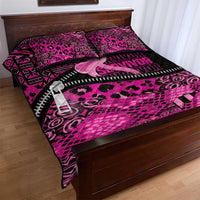 Pink Ribbon Animals Skin African Mixed Quilt Bed Set Zipper Stylized - Wonder Print Shop