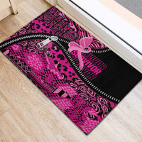 Pink Ribbon Animals Skin African Mixed Rubber Doormat Zipper Stylized - Wonder Print Shop