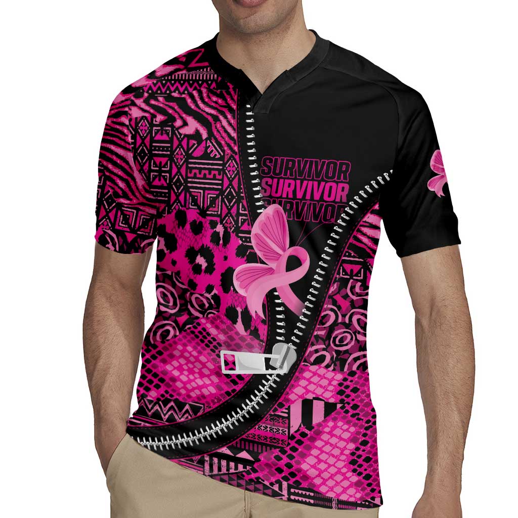 Pink Ribbon Animals Skin African Mixed Rugby Jersey Zipper Stylized - Wonder Print Shop