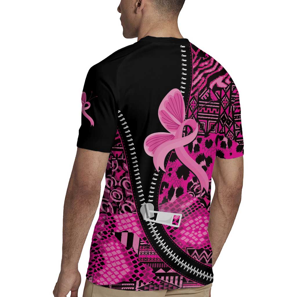 Pink Ribbon Animals Skin African Mixed Rugby Jersey Zipper Stylized - Wonder Print Shop