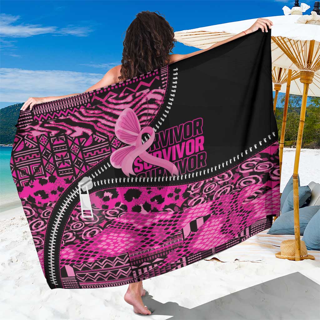 Pink Ribbon Animals Skin African Mixed Sarong Zipper Stylized - Wonder Print Shop