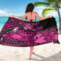 Pink Ribbon Animals Skin African Mixed Sarong Zipper Stylized - Wonder Print Shop