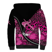 Pink Ribbon Animals Skin African Mixed Sherpa Hoodie Zipper Stylized - Wonder Print Shop