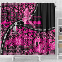Pink Ribbon Animals Skin African Mixed Shower Curtain Zipper Stylized - Wonder Print Shop