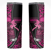 Pink Ribbon Animals Skin African Mixed Skinny Tumbler Zipper Stylized - Wonder Print Shop