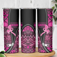 Pink Ribbon Animals Skin African Mixed Skinny Tumbler Zipper Stylized - Wonder Print Shop