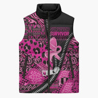 Pink Ribbon Animals Skin African Mixed Sleeveless Puffer Jacket Zipper Stylized - Wonder Print Shop