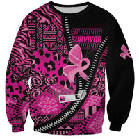 Pink Ribbon Animals Skin African Mixed Sweatshirt Zipper Stylized - Wonder Print Shop