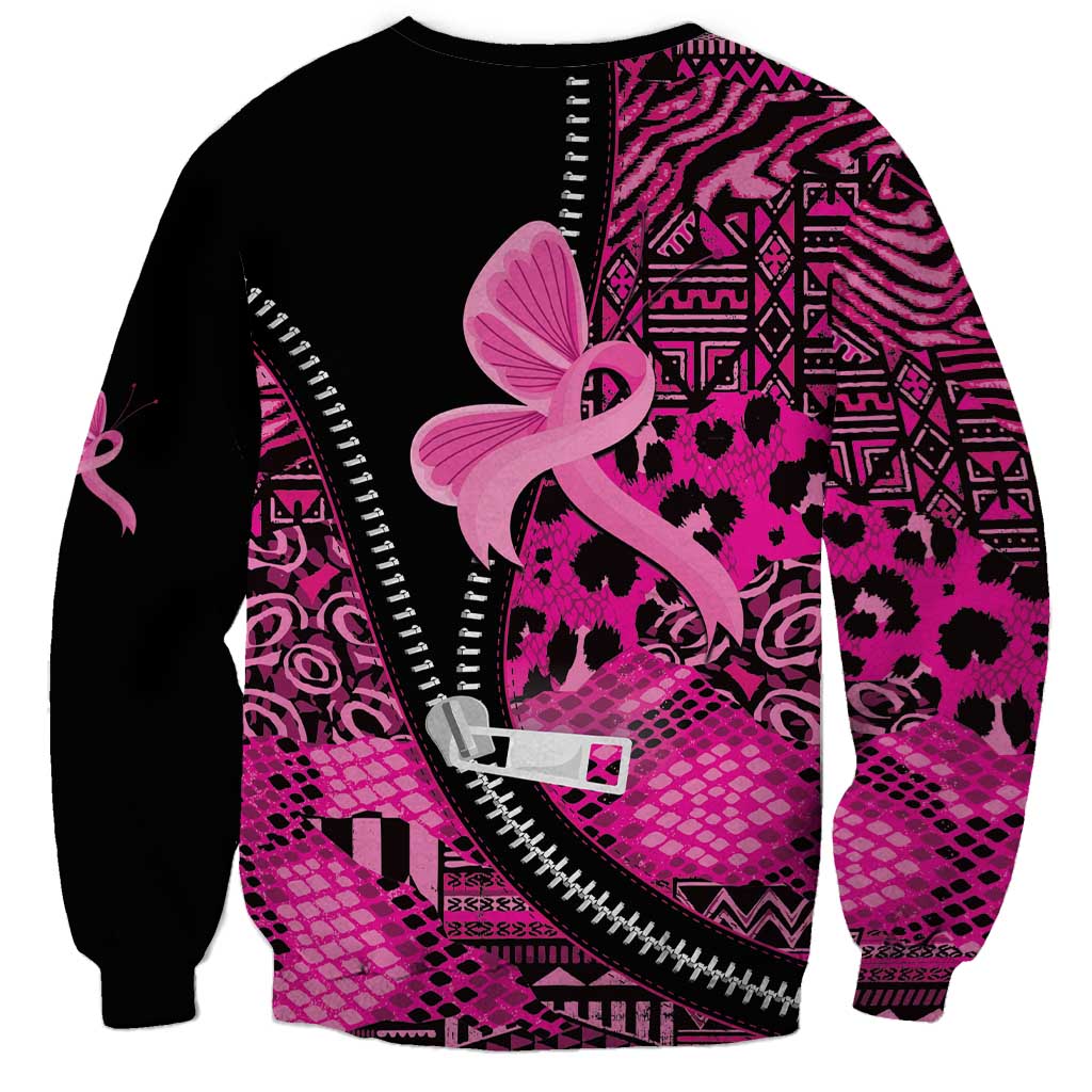Pink Ribbon Animals Skin African Mixed Sweatshirt Zipper Stylized - Wonder Print Shop