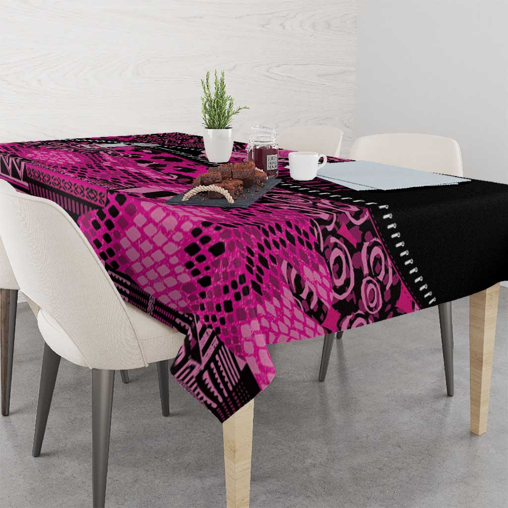 Pink Ribbon Animals Skin African Mixed Tablecloth Zipper Stylized - Wonder Print Shop