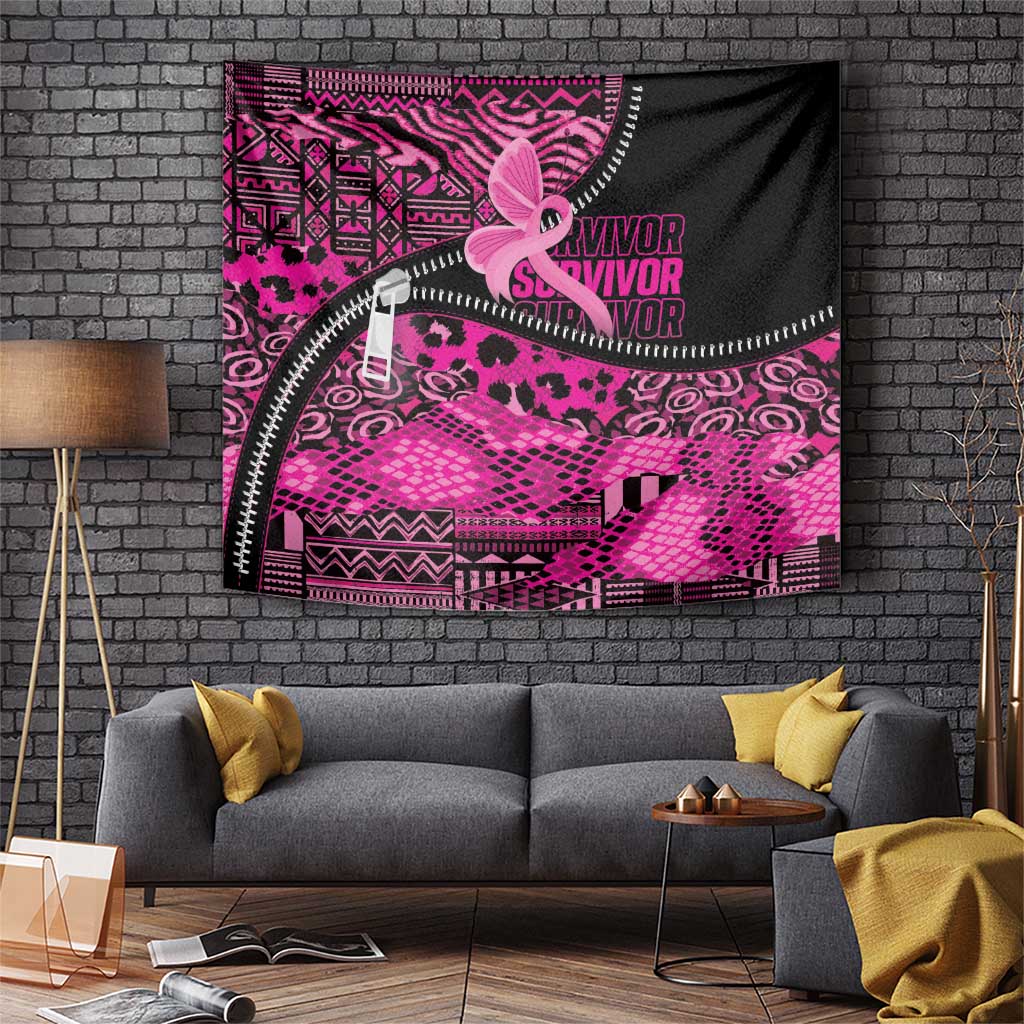 Pink Ribbon Animals Skin African Mixed Tapestry Zipper Stylized - Wonder Print Shop
