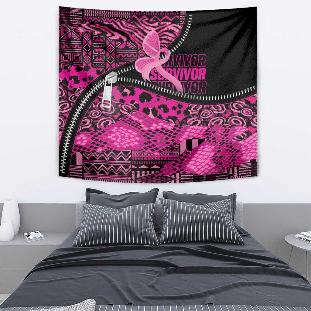 Pink Ribbon Animals Skin African Mixed Tapestry Zipper Stylized - Wonder Print Shop