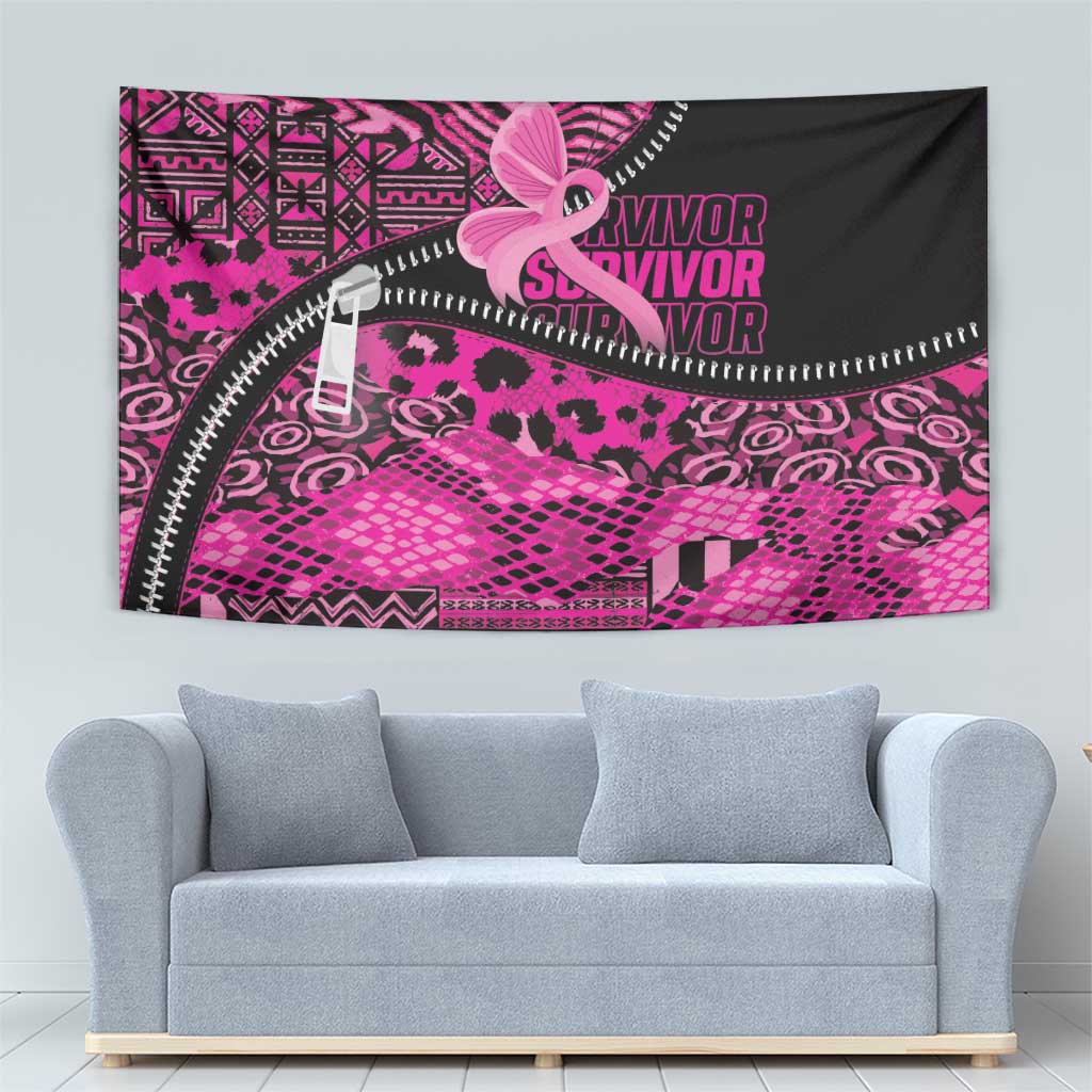 Pink Ribbon Animals Skin African Mixed Tapestry Zipper Stylized - Wonder Print Shop