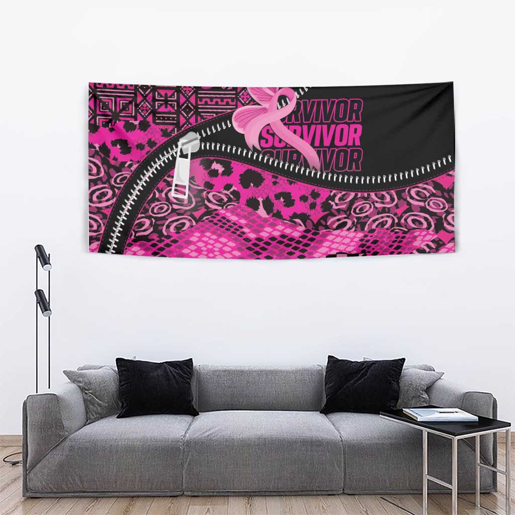 Pink Ribbon Animals Skin African Mixed Tapestry Zipper Stylized - Wonder Print Shop