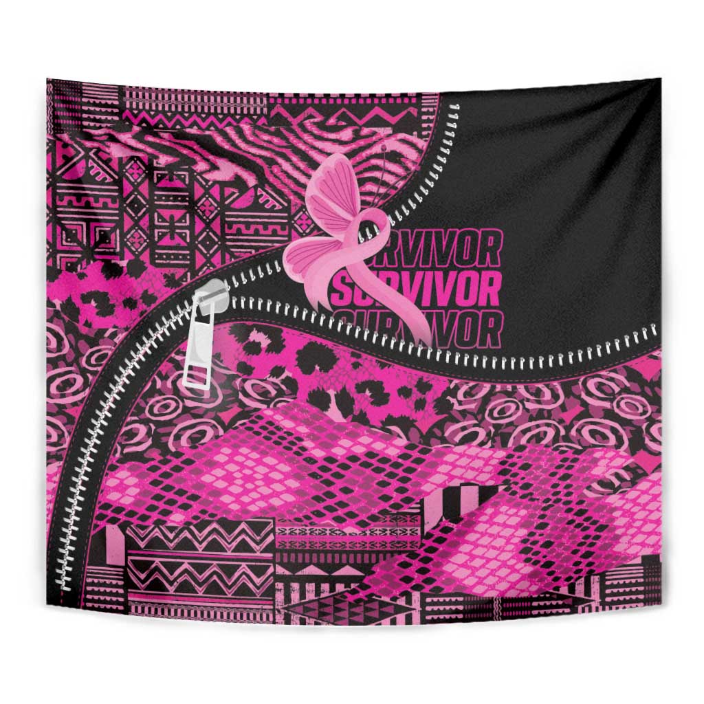 Pink Ribbon Animals Skin African Mixed Tapestry Zipper Stylized - Wonder Print Shop