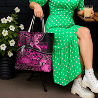 Pink Ribbon Animals Skin African Mixed Tote Bag Zipper Stylized - Wonder Print Shop