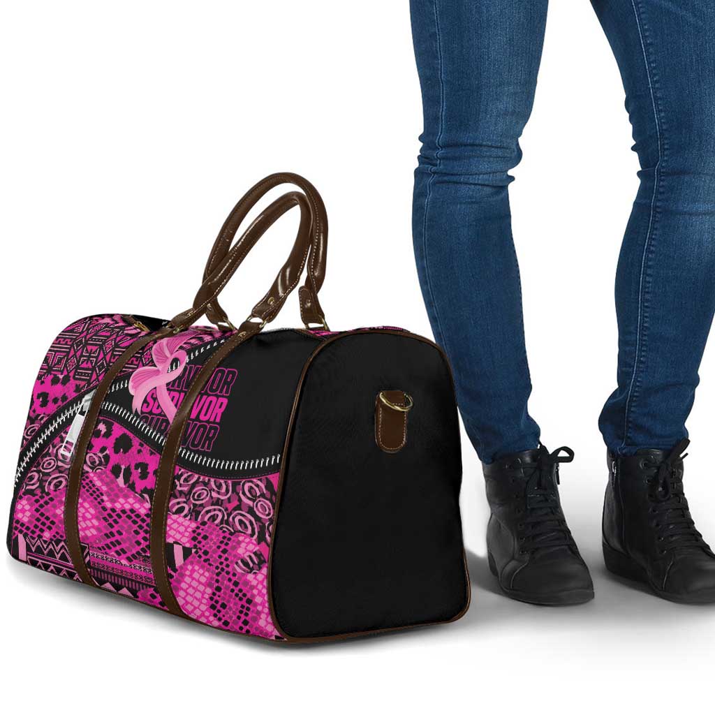 Pink Ribbon Animals Skin African Mixed Travel Bag Zipper Stylized - Wonder Print Shop