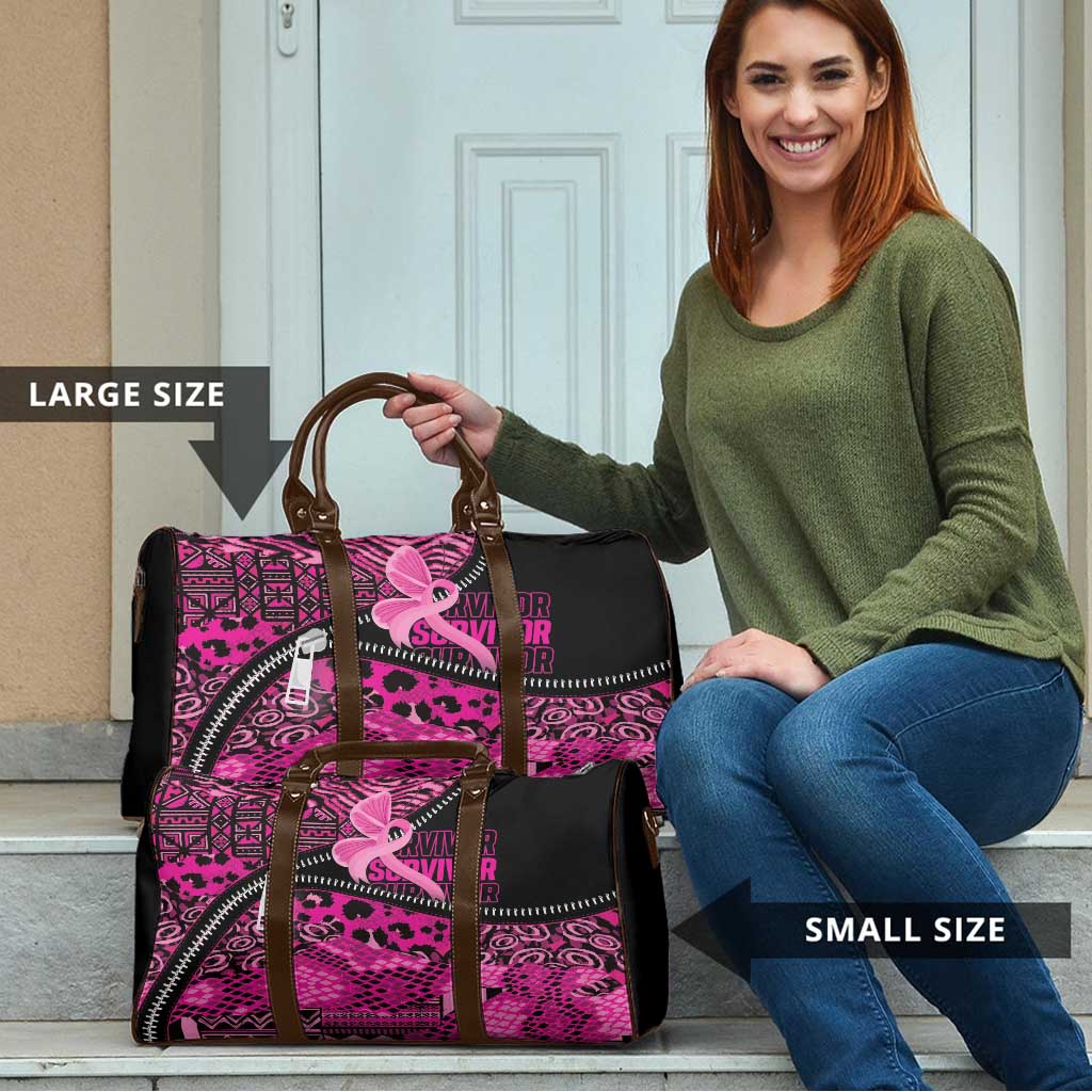 Pink Ribbon Animals Skin African Mixed Travel Bag Zipper Stylized - Wonder Print Shop