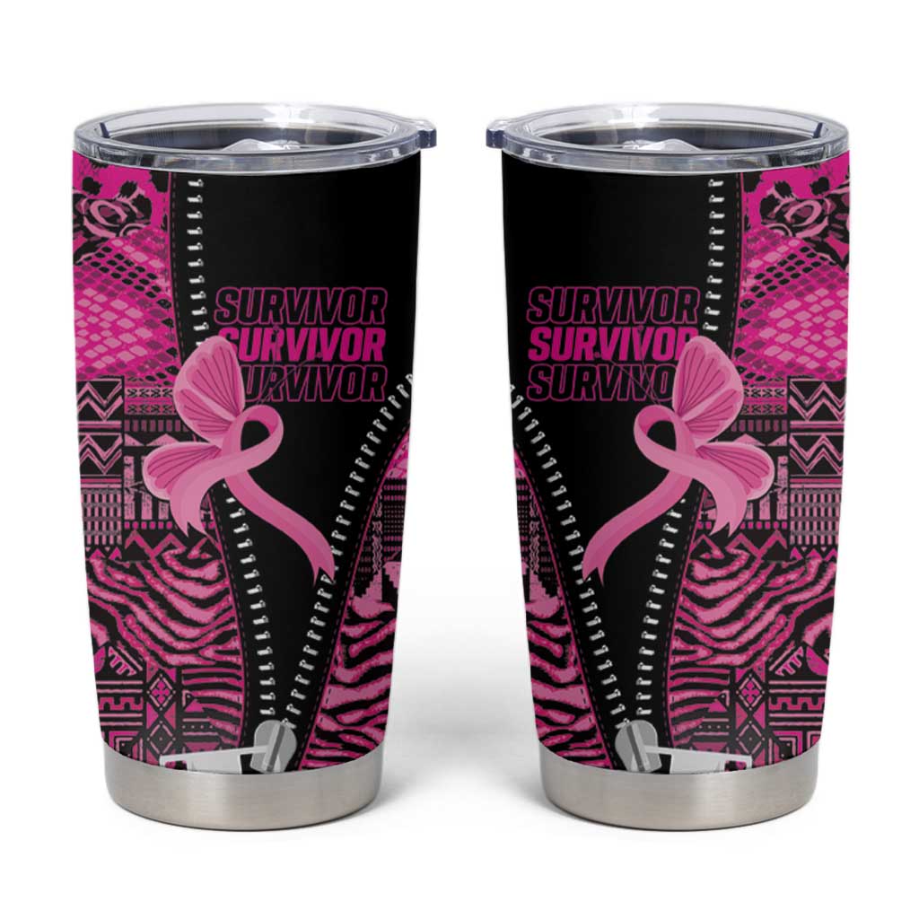 Pink Ribbon Animals Skin African Mixed Tumbler Cup Zipper Stylized - Wonder Print Shop