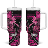 Pink Ribbon Animals Skin African Mixed Tumbler With Handle Zipper Stylized - Wonder Print Shop