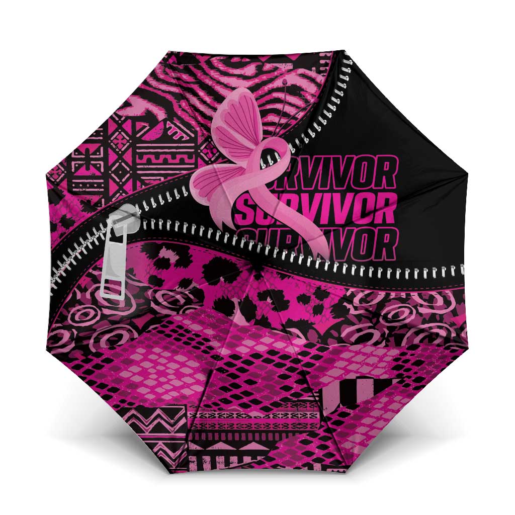 Pink Ribbon Animals Skin African Mixed Umbrella Zipper Stylized - Wonder Print Shop