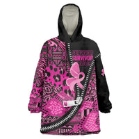 Pink Ribbon Animals Skin African Mixed Wearable Blanket Hoodie Zipper Stylized - Wonder Print Shop